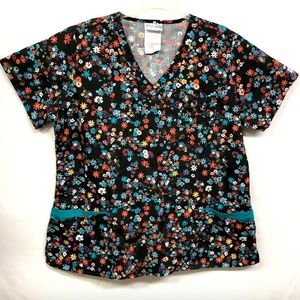 Uniform Advantage Fall Floral Flower Scrub Shirt